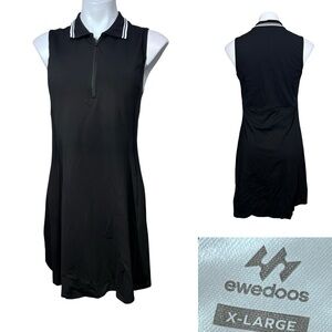 Ewedoos Polo Dress XL Black Sleeveless built-in bra athletic outdoor sporty